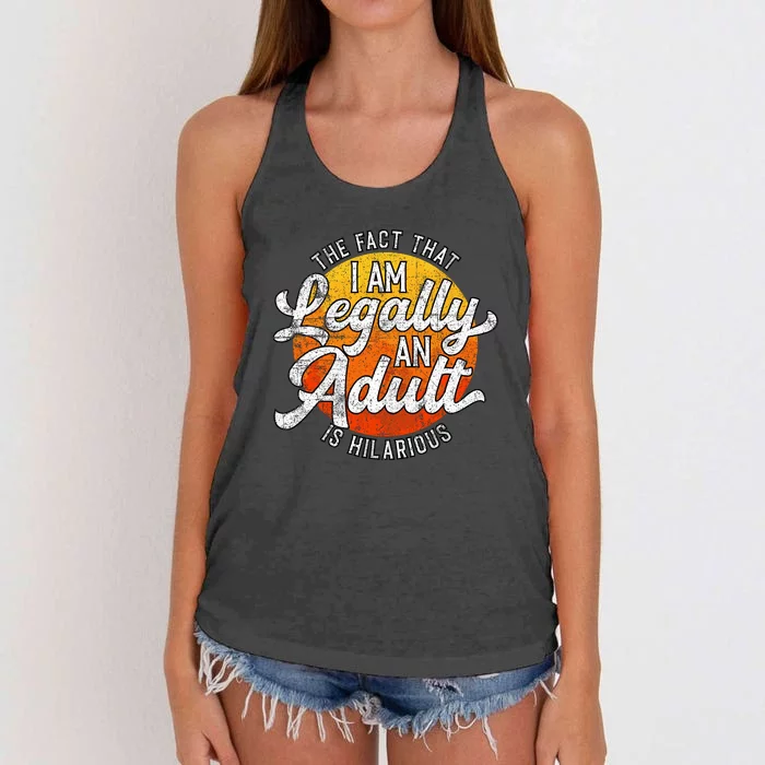 18th Birthday Legally Adult Funny Birthday Women's Knotted Racerback Tank