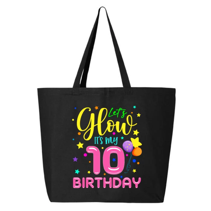 10th Bday LetS Glow ItS My 10 Year Old Birthday Matching 25L Jumbo Tote