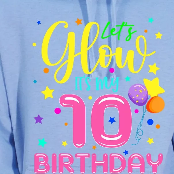 10th Bday LetS Glow ItS My 10 Year Old Birthday Matching Unisex Surf Hoodie