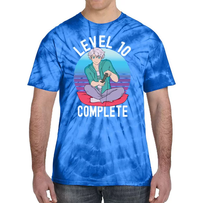 10th Birthday Level 10 Complete Anime Video Gamer Gift Tie-Dye T-Shirt