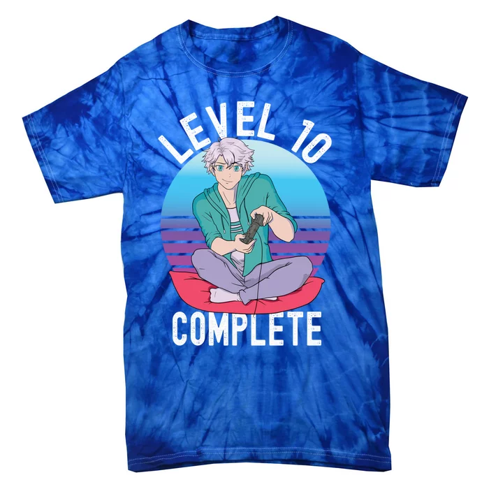 10th Birthday Level 10 Complete Anime Video Gamer Gift Tie-Dye T-Shirt