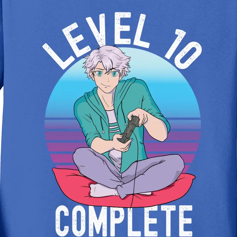 10th Birthday Level 10 Complete Anime Video Gamer Gift Kids Long Sleeve Shirt