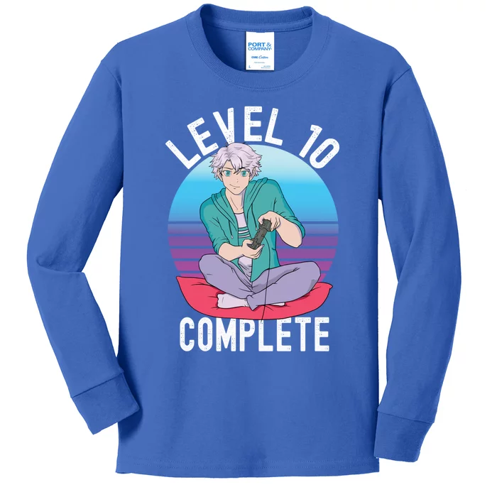 10th Birthday Level 10 Complete Anime Video Gamer Gift Kids Long Sleeve Shirt