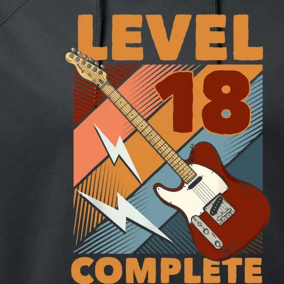 18th Birthday Level 18 Complete Complete EGuitar Music Performance Fleece Hoodie