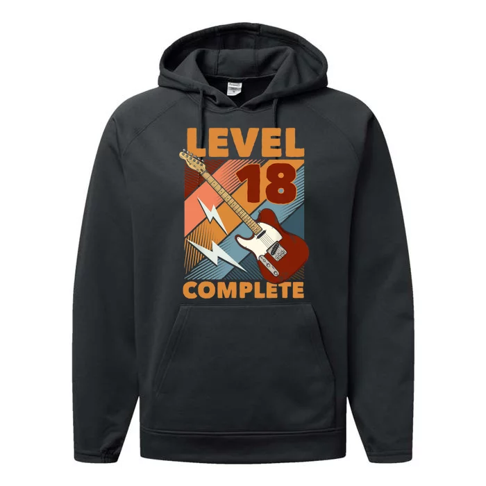 18th Birthday Level 18 Complete Complete EGuitar Music Performance Fleece Hoodie