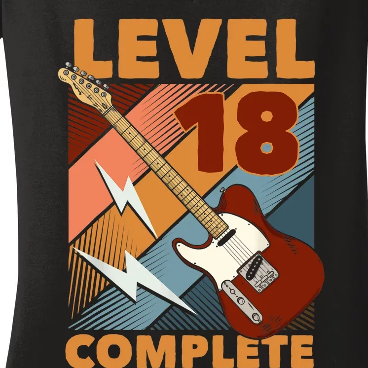 18th Birthday Level 18 Complete Complete EGuitar Music Women's V-Neck T-Shirt