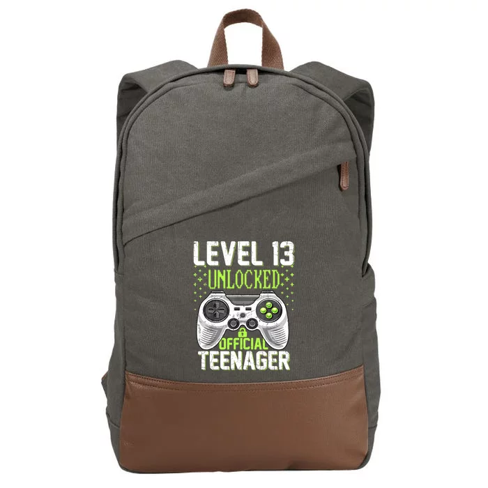 13th Birthday Level 13 Unlocked Funny Teenager Game Cotton Canvas Backpack