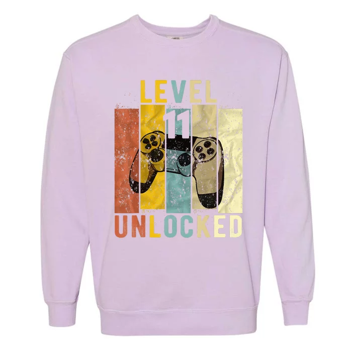 11Th Birthday Level 11 Unlocked Video Gamer Garment-Dyed Sweatshirt