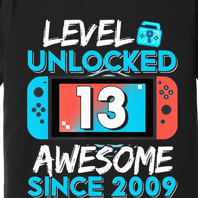 13Th Birthday  Level 13 Unlocked Awesome 2009 Video Gamer Premium T-Shirt