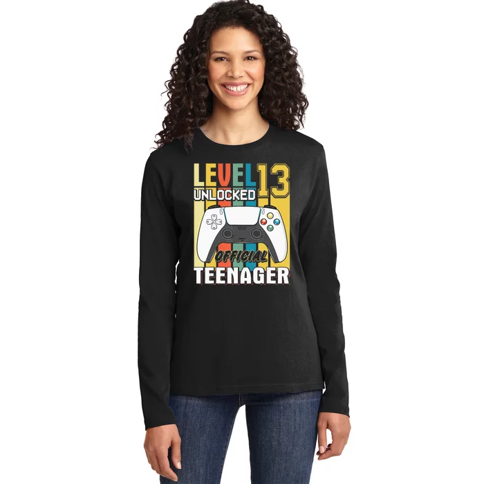 13Th Birthday  Level 13 Unlocked Official Teenager Ladies Long Sleeve Shirt