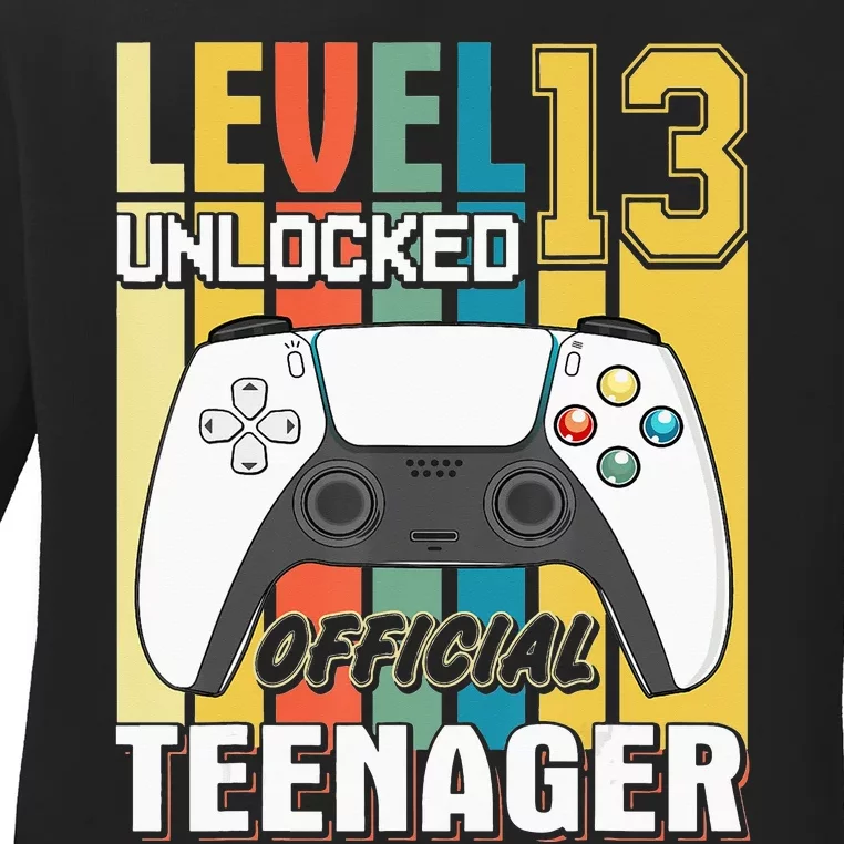 13Th Birthday  Level 13 Unlocked Official Teenager Ladies Long Sleeve Shirt