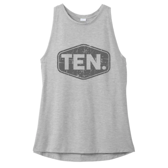 10th Birthday Of Boy Or Girl 10 Years Old Ten Ladies Tri-Blend Wicking Tank