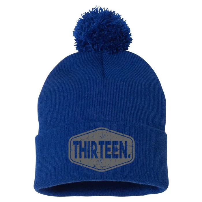 13th Birthday Of Boy Or Girl 13 Years Old Pom Pom 12in Knit Beanie