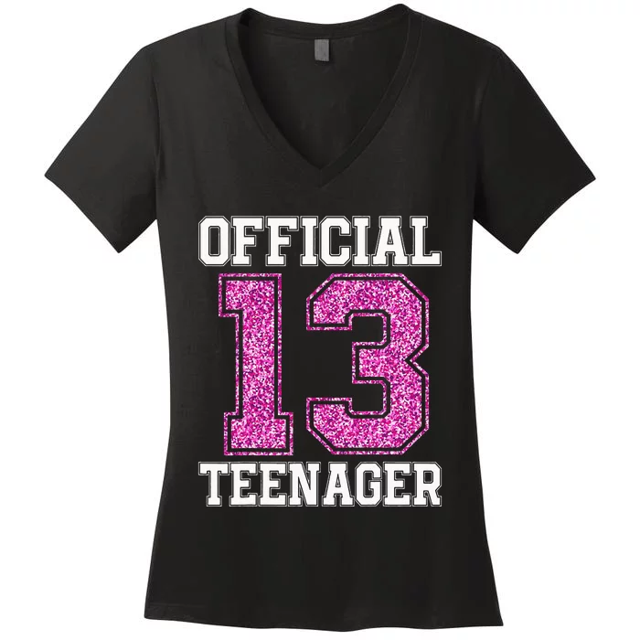 13th Birthday OFFICIAL TEENAGER 2010 Bday Women's V-Neck T-Shirt