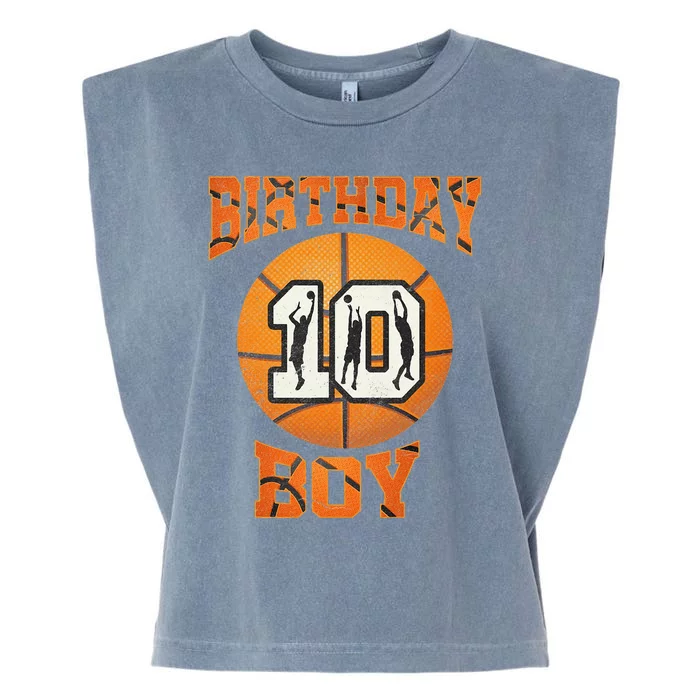 10th Birthday Outfit Basketball Ten 10 Year Old Funny Garment-Dyed Women's Muscle Tee