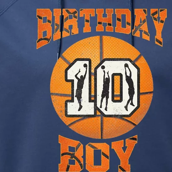 10th Birthday Outfit Basketball Ten 10 Year Old Funny Performance Fleece Hoodie