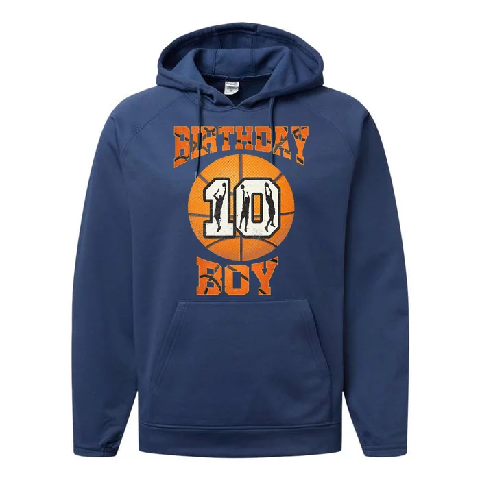 10th Birthday Outfit Basketball Ten 10 Year Old Funny Performance Fleece Hoodie