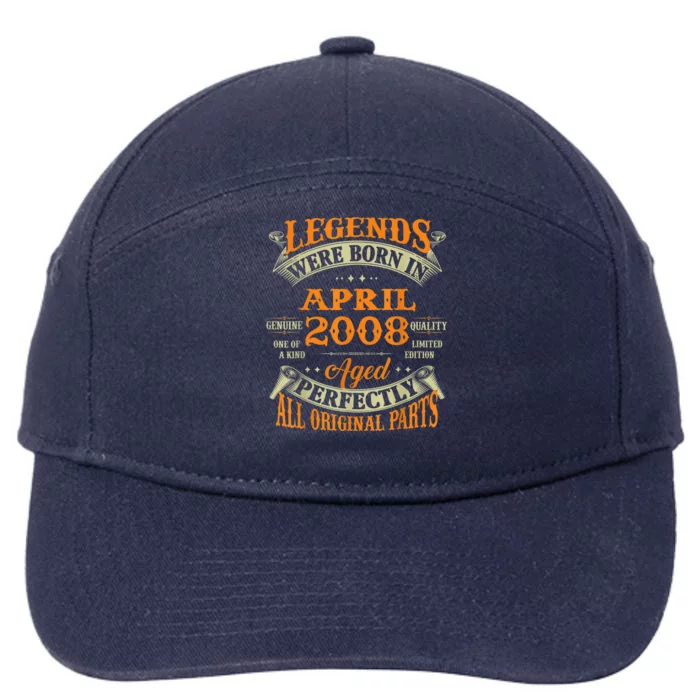 15th Birthday Present Gift Legends Born In April 2008 15 Years Old 7-Panel Snapback Hat