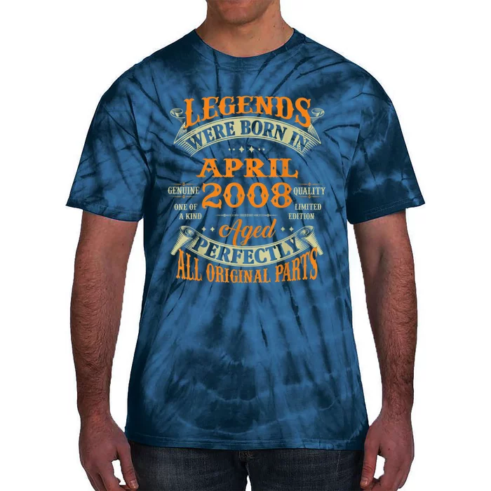 15th Birthday Present Gift Legends Born In April 2008 15 Years Old Tie-Dye T-Shirt