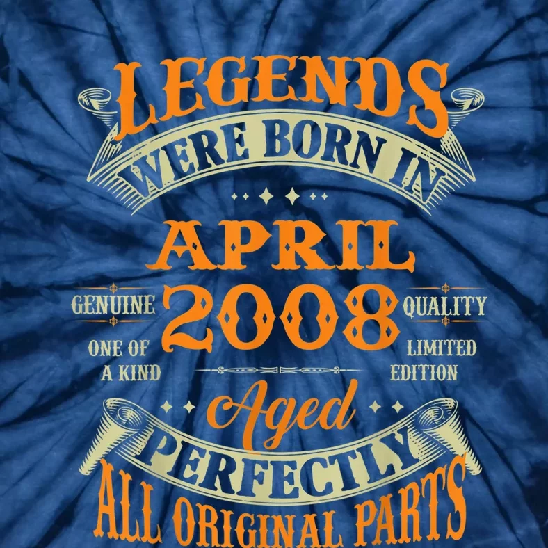 15th Birthday Present Gift Legends Born In April 2008 15 Years Old Tie-Dye T-Shirt