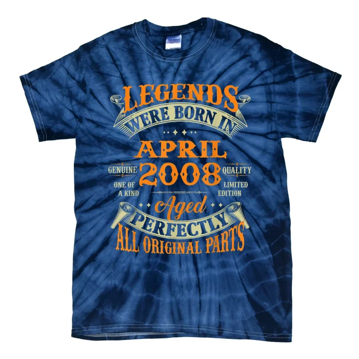 15th Birthday Present Gift Legends Born In April 2008 15 Years Old Tie-Dye T-Shirt