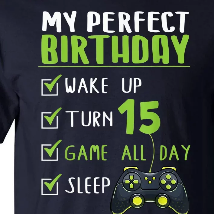 15th Birthday Party Perfect For Gamer 15 Years Old Boy Tall T-Shirt