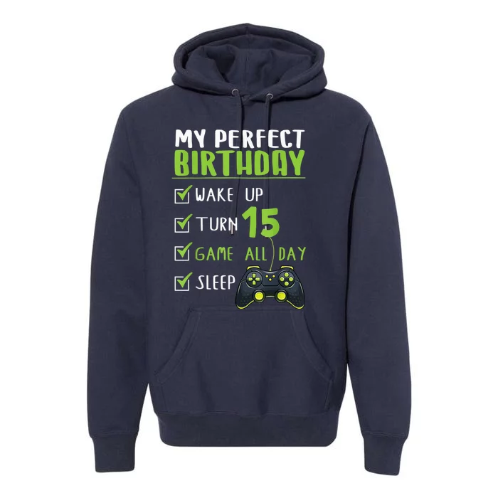 15th Birthday Party Perfect For Gamer 15 Years Old Boy Premium Hoodie