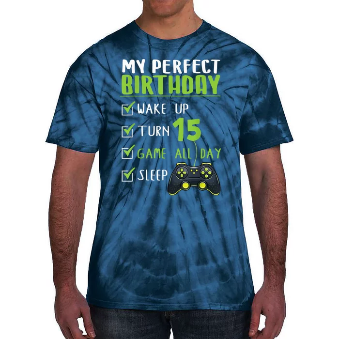 15th Birthday Party Perfect For Gamer 15 Years Old Boy Tie-Dye T-Shirt