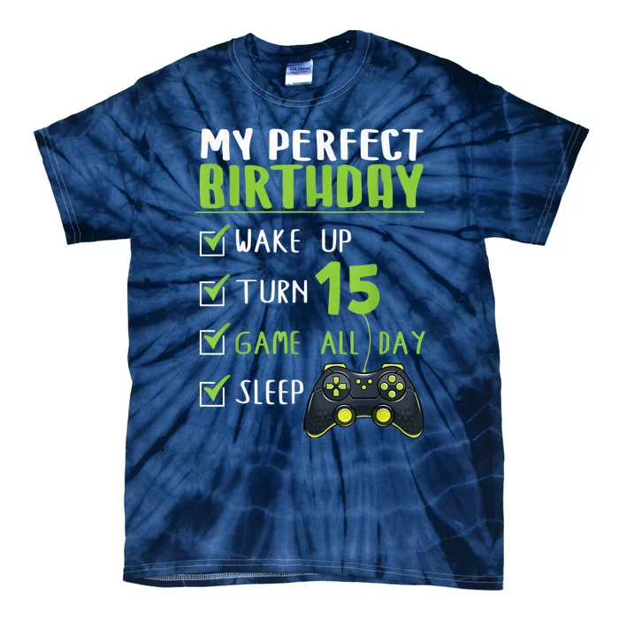 15th Birthday Party Perfect For Gamer 15 Years Old Boy Tie-Dye T-Shirt