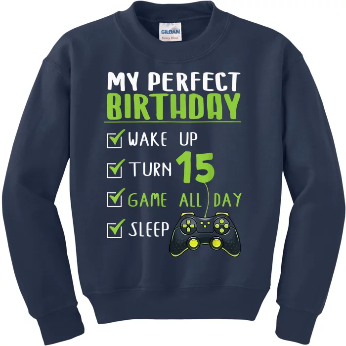 15th Birthday Party Perfect For Gamer 15 Years Old Boy Kids Sweatshirt