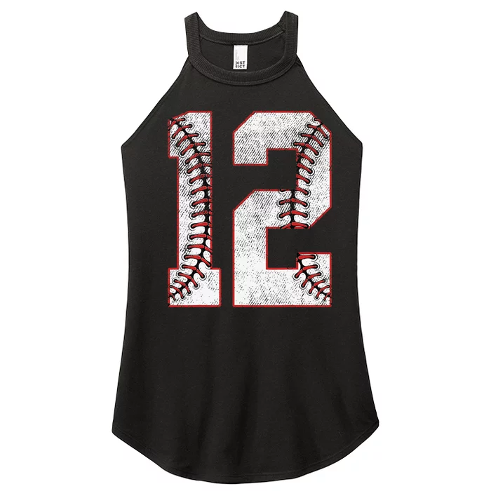 12th Birthday party Twelve 12 Year Old Baseball Bday Women’s Perfect Tri Rocker Tank