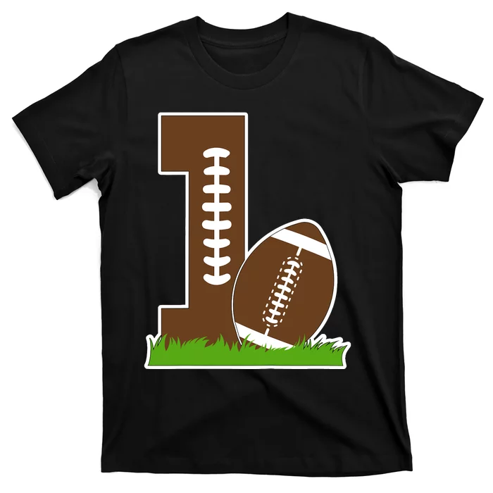 1st Birthday Party Football Boy One Year Old Football Player T-Shirt