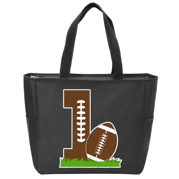 1st Birthday Party Football Boy One Year Old Football Player Zip Tote Bag