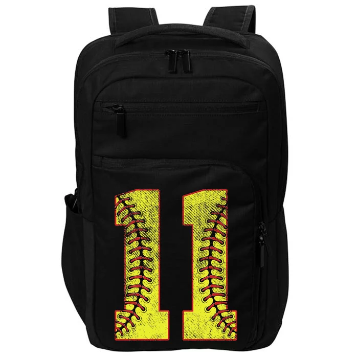 11th Birthday Party Eleven 11 Year Old Softball Bday Impact Tech Backpack