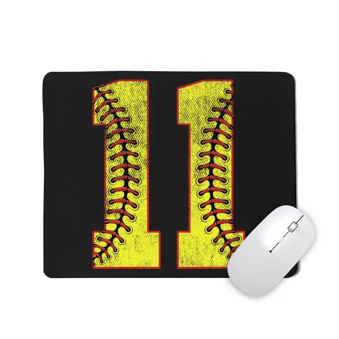 11th Birthday Party Eleven 11 Year Old Softball Bday Mousepad