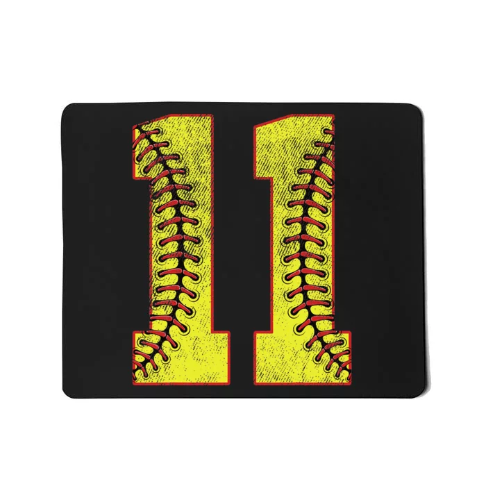 11th Birthday Party Eleven 11 Year Old Softball Bday Mousepad