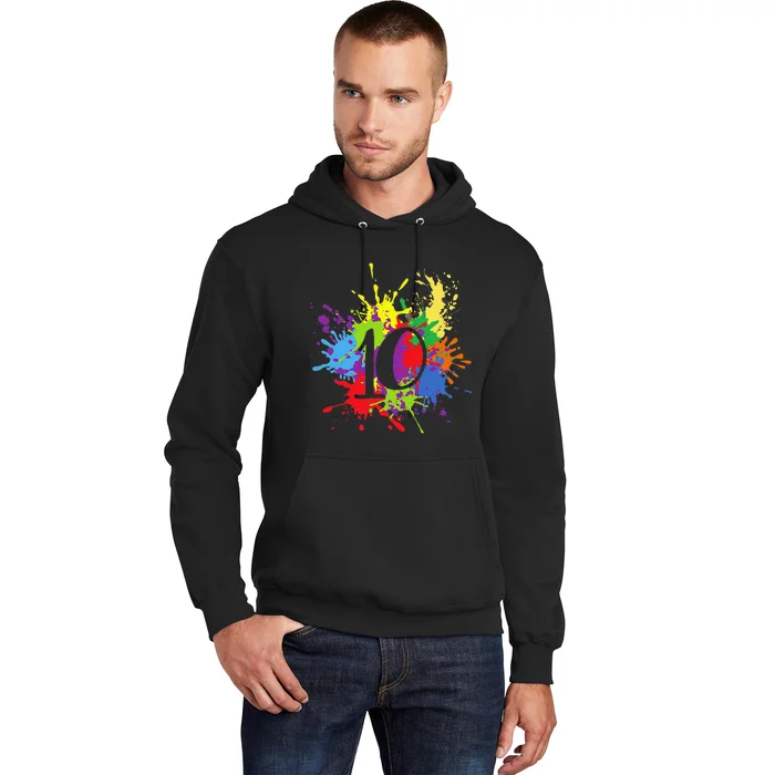 10th Birthday Paint Splashes 10 Years Old Birthdays Hoodie