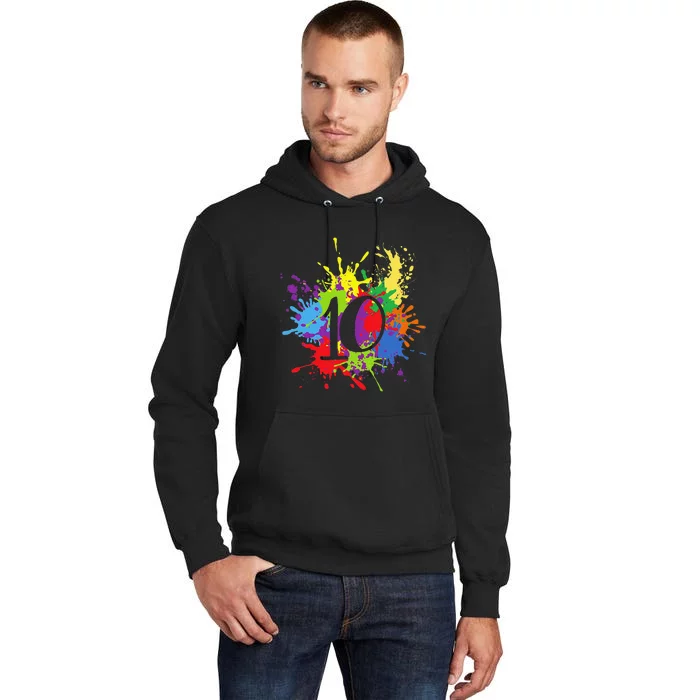 10th Birthday Paint Splashes 10 Years Old Birthdays Tall Hoodie