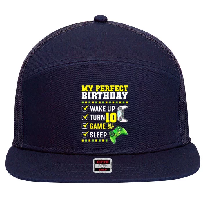 10th Birthday Party Perfect For Gamer 10 Years Old Boy 7 Panel Mesh Trucker Snapback Hat