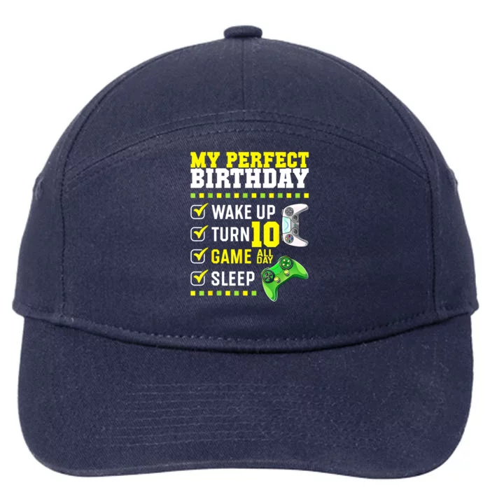 10th Birthday Party Perfect For Gamer 10 Years Old Boy 7-Panel Snapback Hat