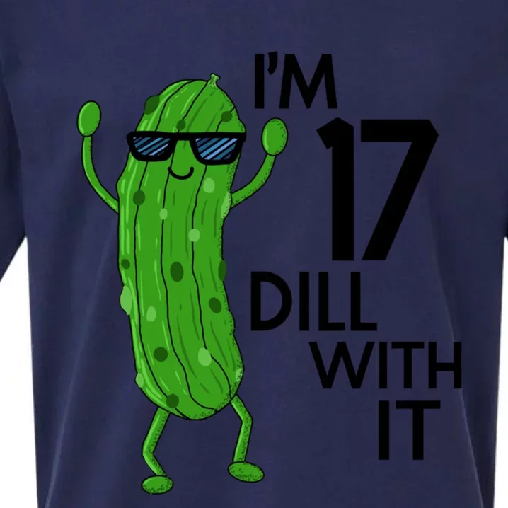 17th Birthday Pickle Funny IM 17 Dill With It Gift Sueded Cloud Jersey T-Shirt