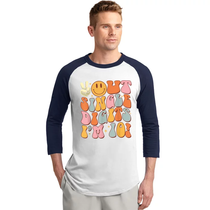 10th Birthday Peace Out Single Digit IM 10 Party Baseball Sleeve Shirt