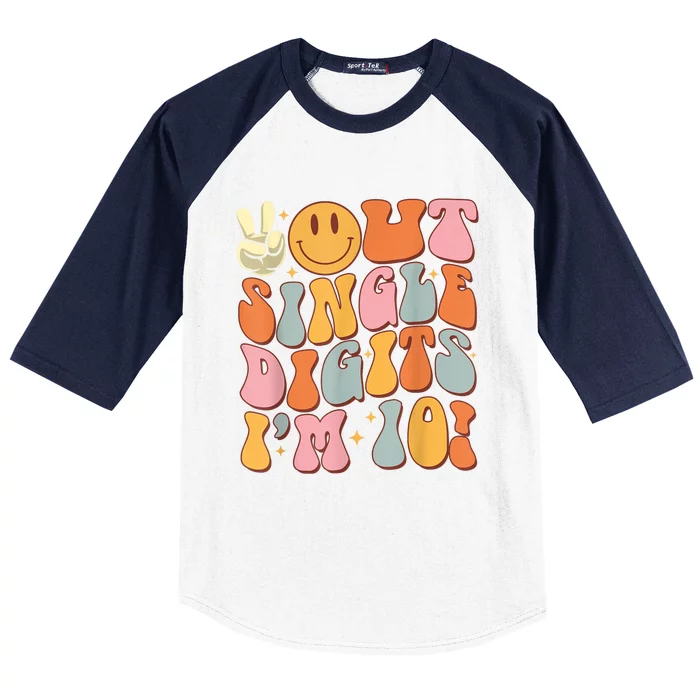 10th Birthday Peace Out Single Digit IM 10 Party Baseball Sleeve Shirt