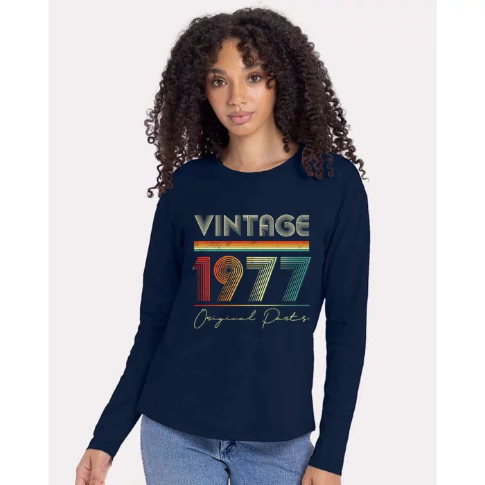 1977 Birthday Retro Original Parts 46th Birthday Womens Cotton Relaxed Long Sleeve T-Shirt