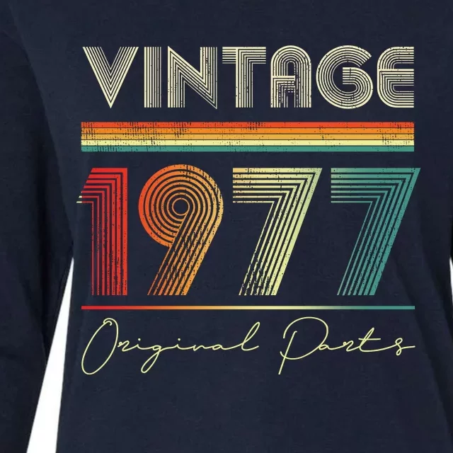 1977 Birthday Retro Original Parts 46th Birthday Womens Cotton Relaxed Long Sleeve T-Shirt