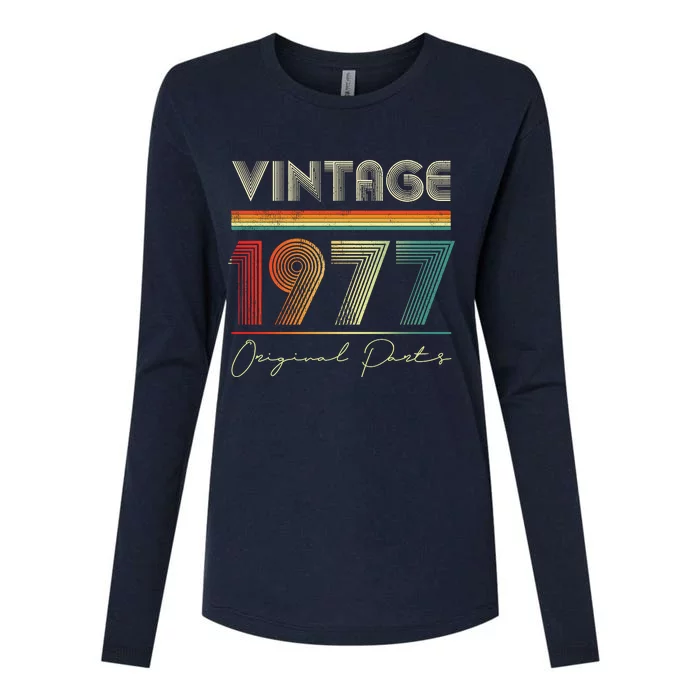 1977 Birthday Retro Original Parts 46th Birthday Womens Cotton Relaxed Long Sleeve T-Shirt