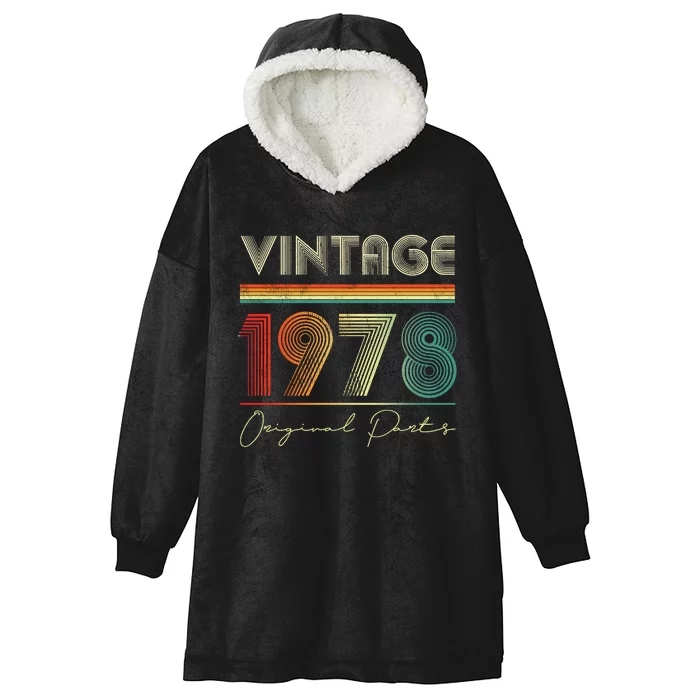 1978 Birthday Retro Original Parts 45th Birthday Hooded Wearable Blanket