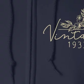 1933 Birthday Retro Original Parts 90th Birthday Full Zip Hoodie