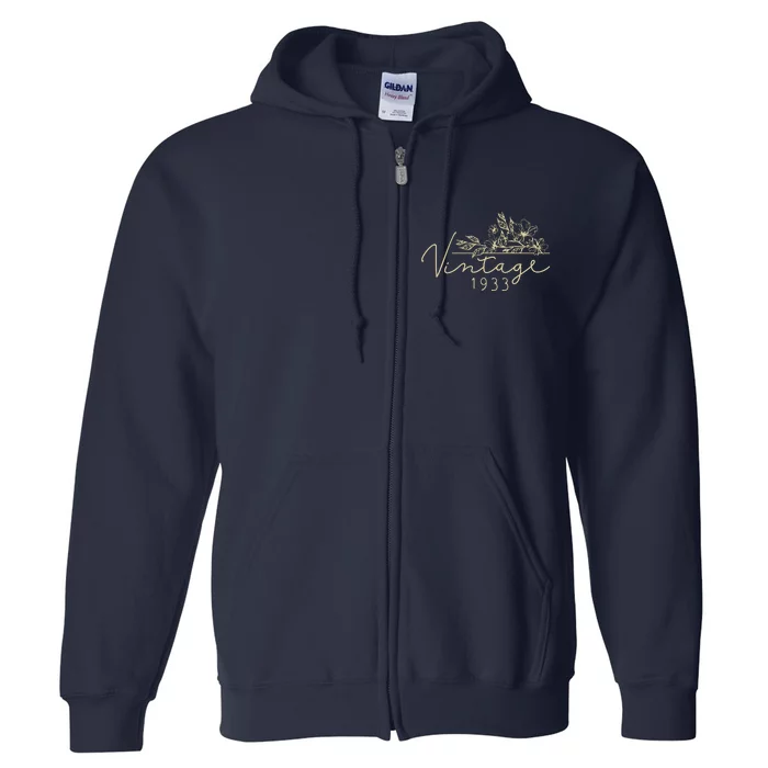 1933 Birthday Retro Original Parts 90th Birthday Full Zip Hoodie