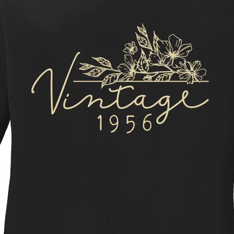 1956 Birthday Retro Original Parts 67th Birthday Ladies Long Sleeve Shirt